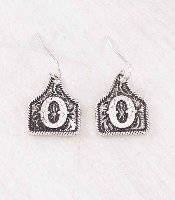 INITIAL JEWELRY :: BRACELETS | EARRINGS :: Wholesale Western Cattle Tag Initial Earrings
