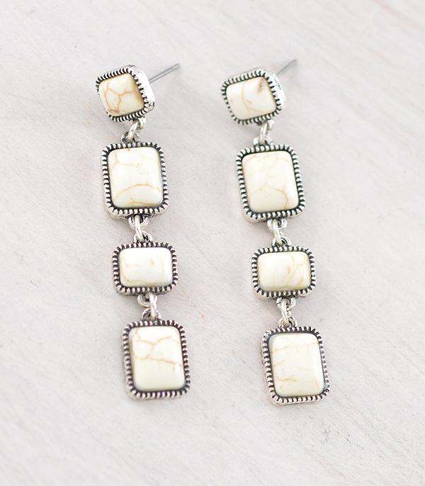 New Arrival :: Wholesale Western Chiclet Stone Earrings