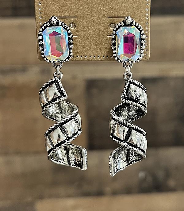 New Arrival :: Wholesale Western AB Stone Post Spiral Earrings