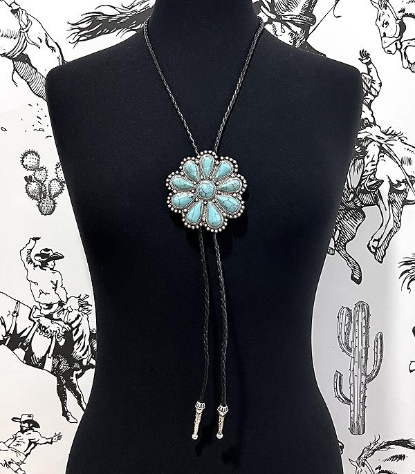 New Arrival :: Wholesale Western Turquoise Concho Bolo Necklace