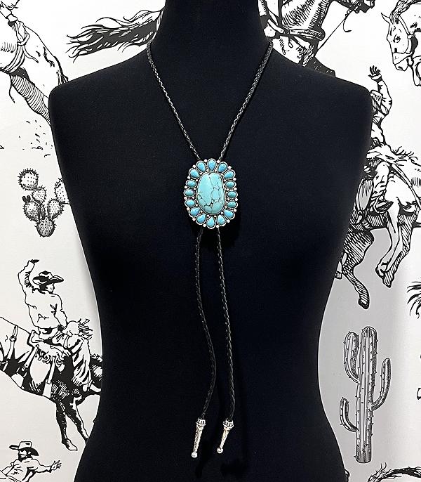 New Arrival :: Wholesale Western Turquoise Concho Bolo Necklace