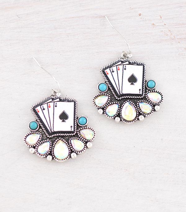 New Arrival :: Wholesale Western Ace Card Earrings