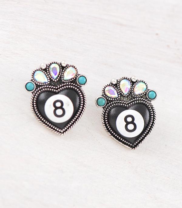 New Arrival :: Wholesale Western Eight Ball Earrings