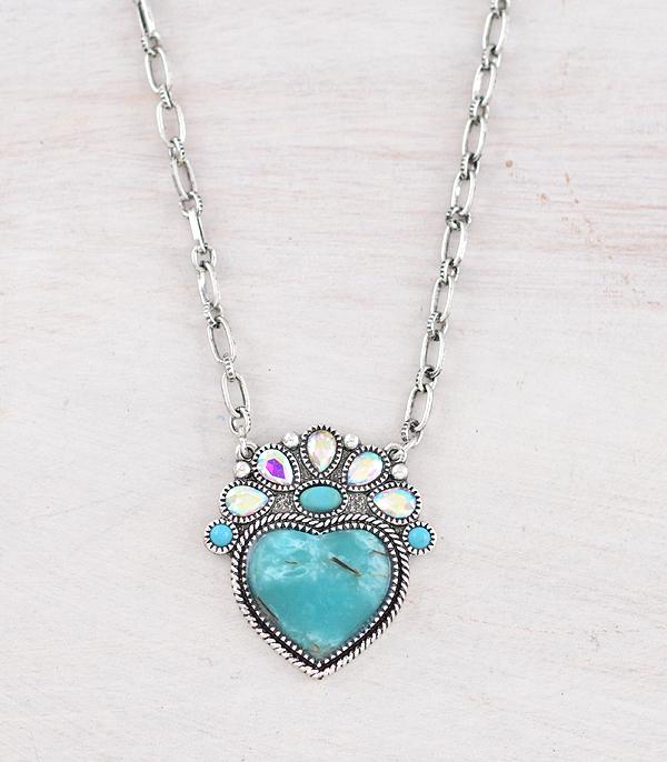 New Arrival :: Wholesale Western Turquoise Heart Necklace