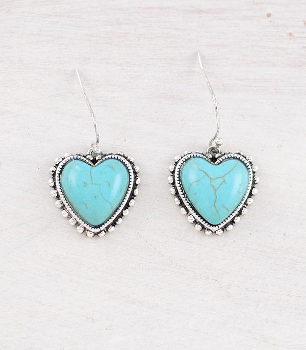 New Arrival :: Wholeasale Western Turquoise Heart Earrings
