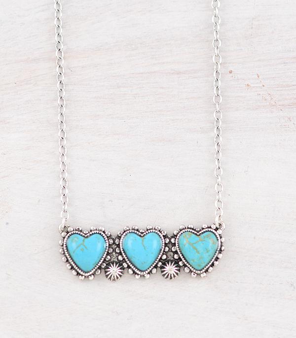 New Arrival :: Wholesale Western Turquoise Heart Bar Necklace