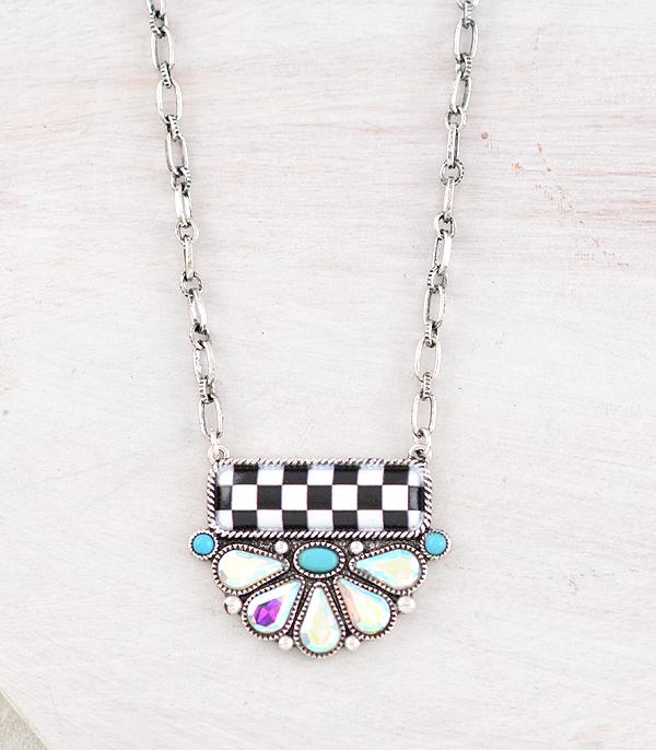 New Arrival :: Wholesale Western Checkered Bar Necklace