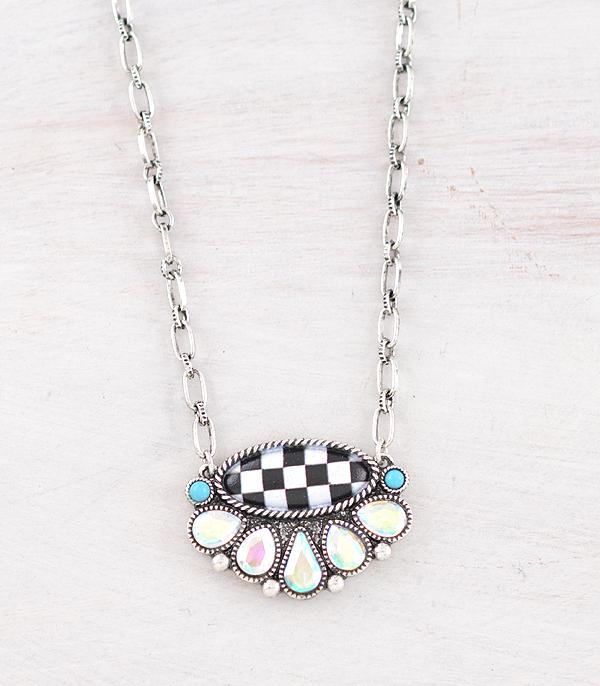 New Arrival :: Wholesale Western Checkered Concho Necklace