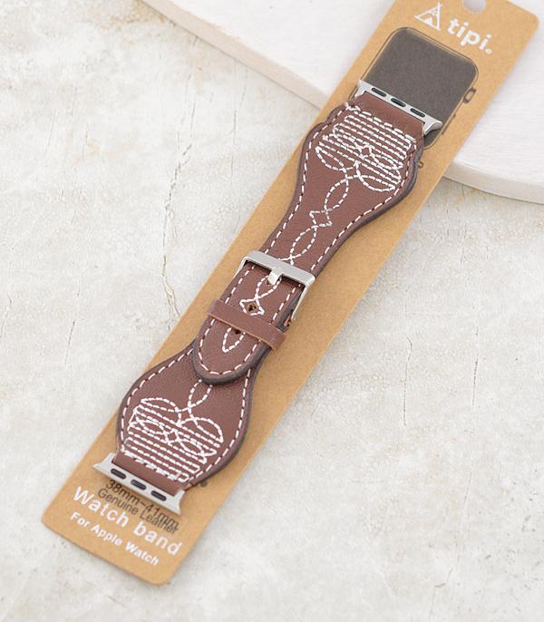 New Arrival :: Wholesale Western Boot Stitch Leather Watch Band