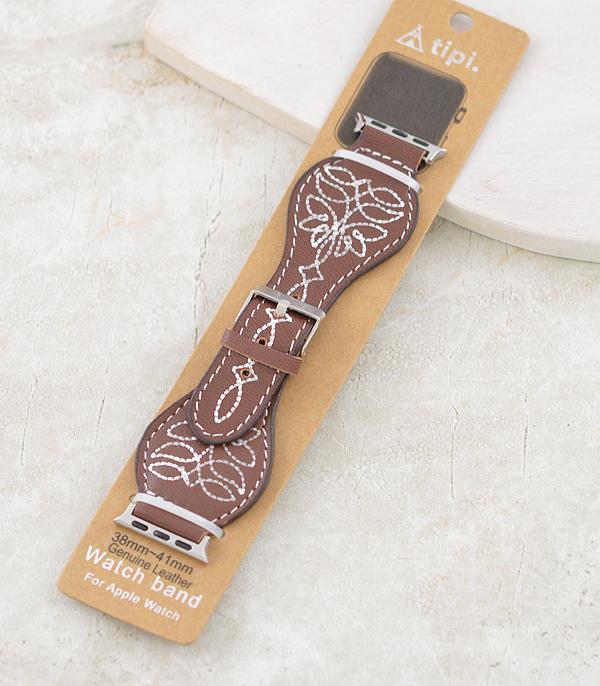New Arrival :: Wholesale Western Boot Stitch Leather Watch Band