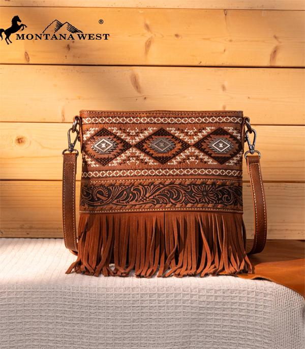 New Arrival :: Wholesale Montana West Tooled Fringe Crossbody Bag