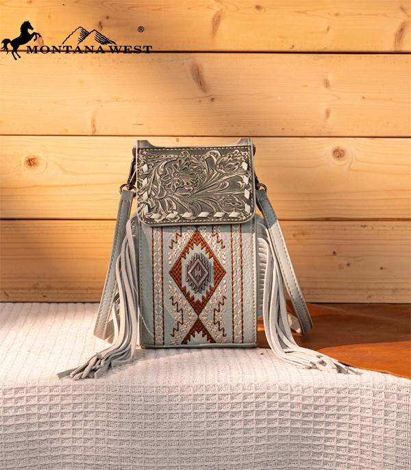 New Arrival :: Wholesale Montana West Tooled Phone Crossbody Bag