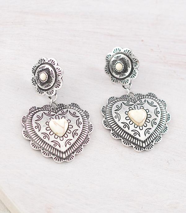New Arrival :: Wholesale Western Heart Concho Earrings