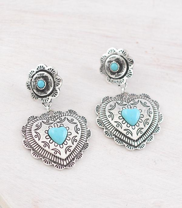 New Arrival :: Wholesale Western Heart Concho Earrings