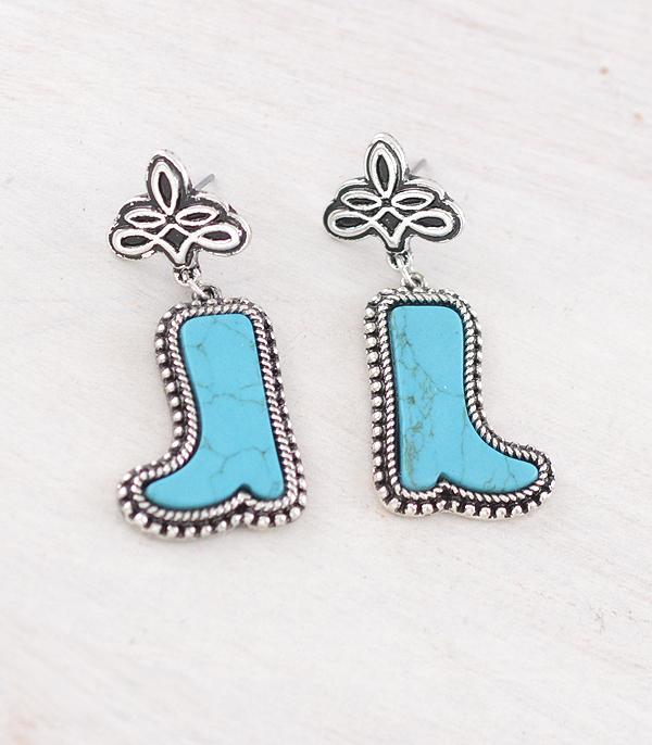 New Arrival :: Wholesale Western Turquoise Boot Earrings