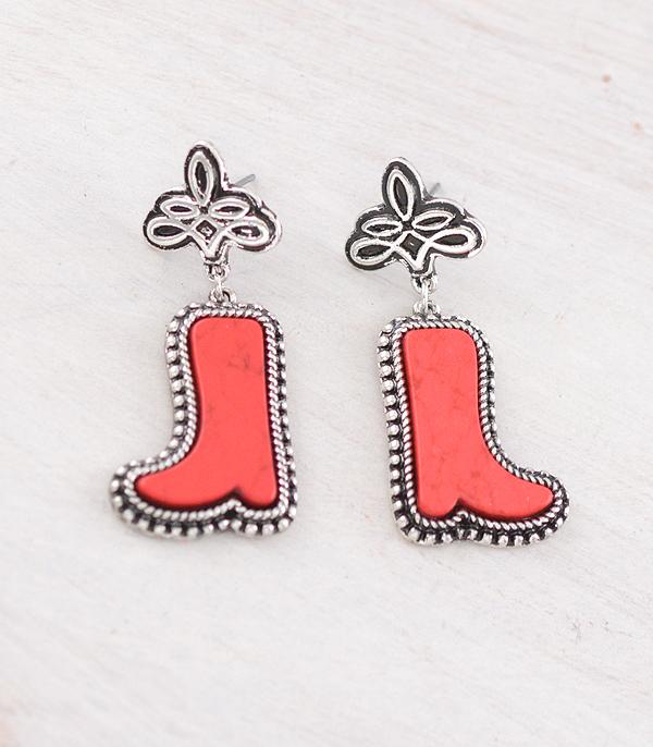 New Arrival :: Wholesale Western Stone Boot Earrings