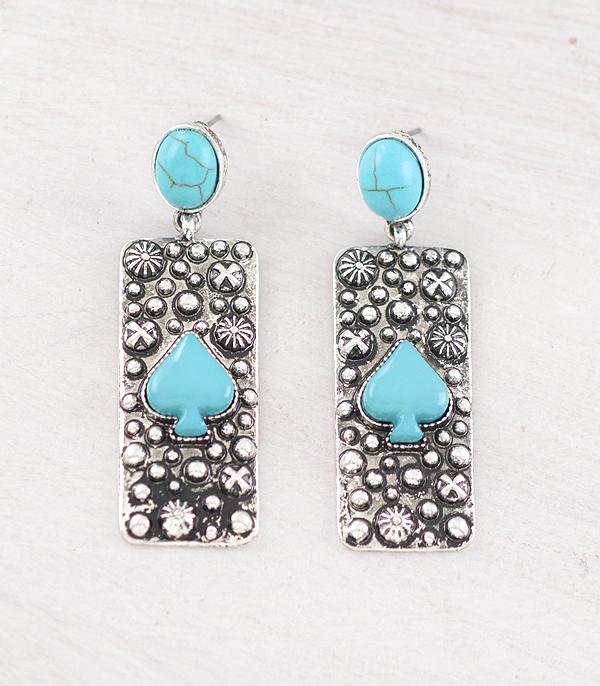 New Arrival :: Wholesale Western Turquoise Ace Earrings