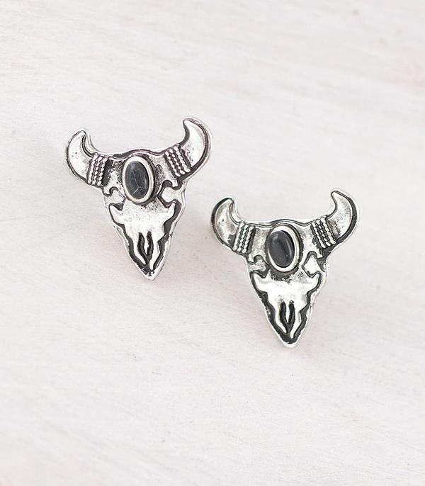 New Arrival :: Wholesale Western Cow Skull Concho Earrings