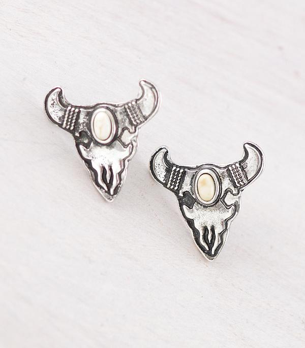 New Arrival :: Wholesale Western Cow Skull Concho Earrings