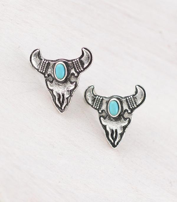 New Arrival :: Wholesale Western Cow Skull Concho Earrings