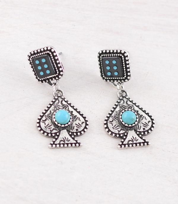 New Arrival :: Wholesale Western Turquoise Ace Earrings