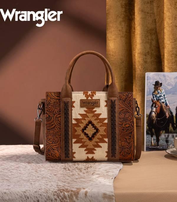 New Arrival :: Wholesale Wrangler Aztec Tooled Tote Crossbody Bag