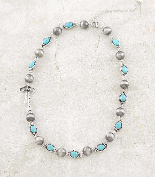 New Arrival :: Wholesale Western Turquoise Bow Necklace