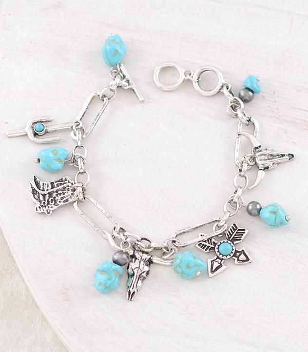New Arrival :: Wholesale Western Turquoise Charm Bracelet