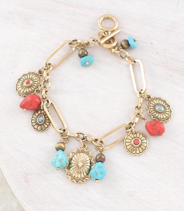 New Arrival :: Wholesale Western Concho Charm Bracelet