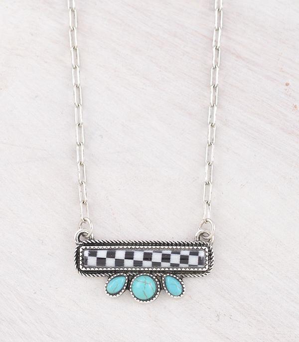 New Arrival :: Wholesale Tipi Brand Checkered Bar Necklace