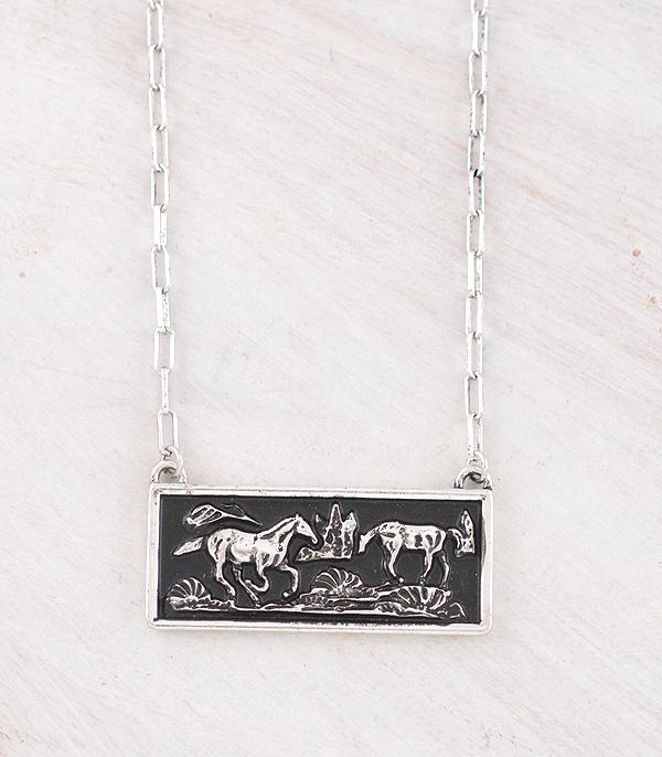 New Arrival :: Wholesale Tipi Western Horse Bar Necklace