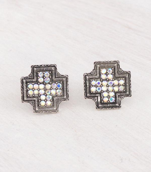 New Arrival :: Wholesale Western Rhinestone Cross Earrings