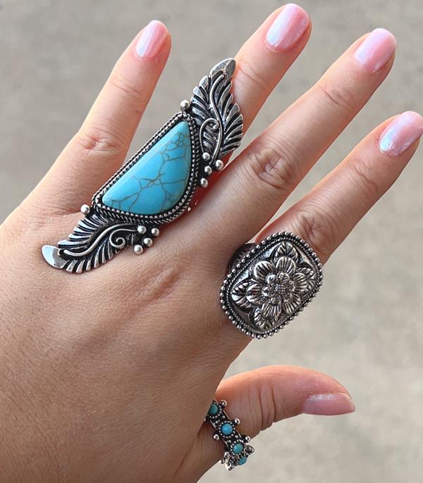 New Arrival :: Wholesale Western Turquoise Statement Ring