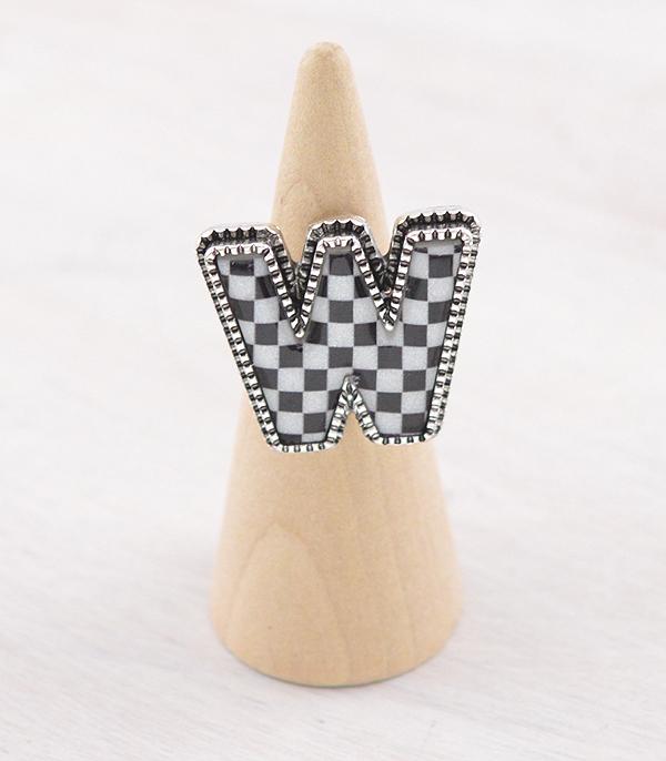 New Arrival :: Wholesale Tipi Brand Checkered Initial Ring