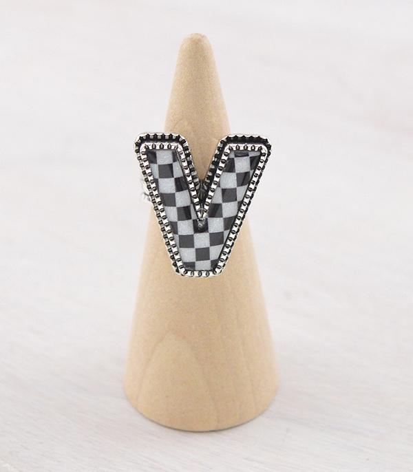 New Arrival :: Wholesale Tipi Brand Checkered Initial Ring