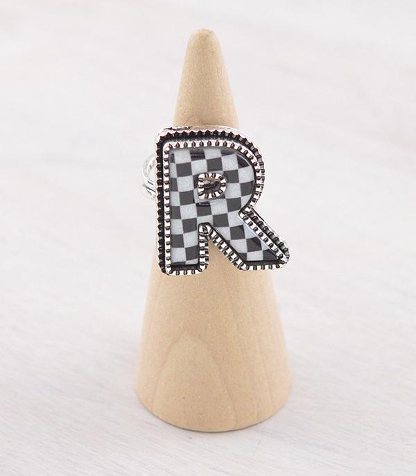 New Arrival :: Wholesale Tipi Brand Checkered Initial Ring