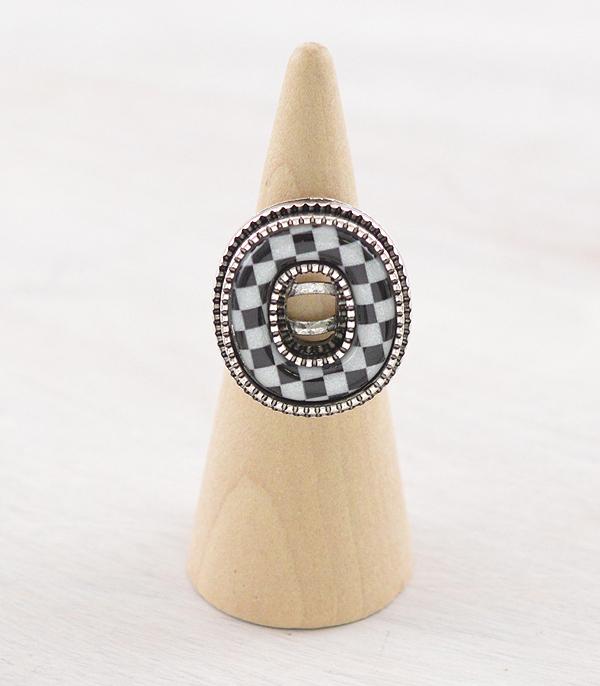 New Arrival :: Wholesale Tipi Brand Checkered Initial Ring