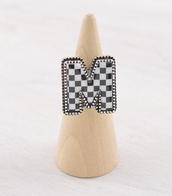New Arrival :: Wholesale Tipi Brand Checkered Initial Ring