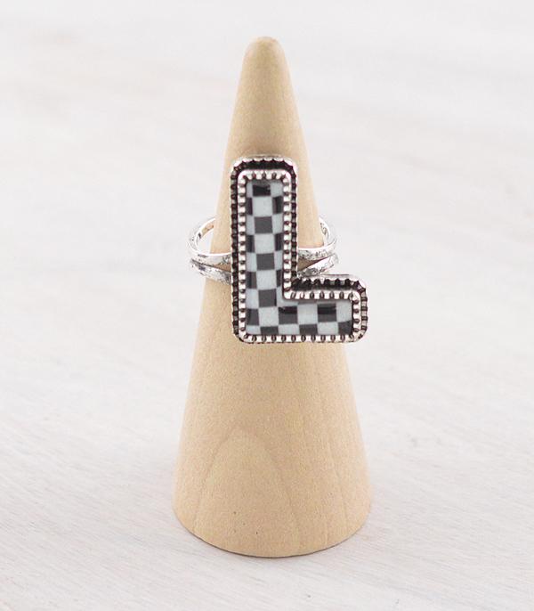 New Arrival :: Wholesale Tipi Brand Checkered Initial Ring