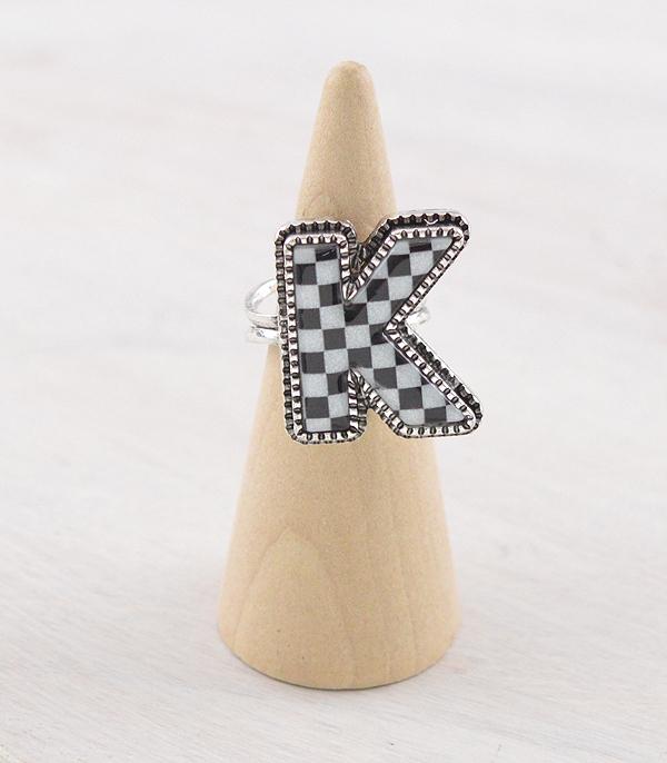 New Arrival :: Wholesale Tipi Brand Checkered Initial Ring
