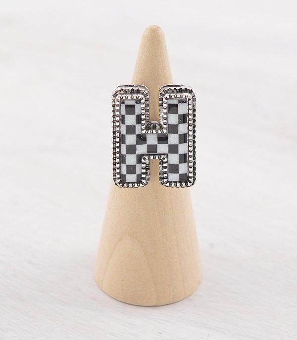 New Arrival :: Wholesale Tipi Brand Checkered Initial Ring