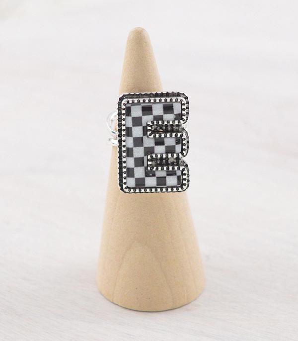 New Arrival :: Wholesale Tipi Brand Checkered Initial Ring