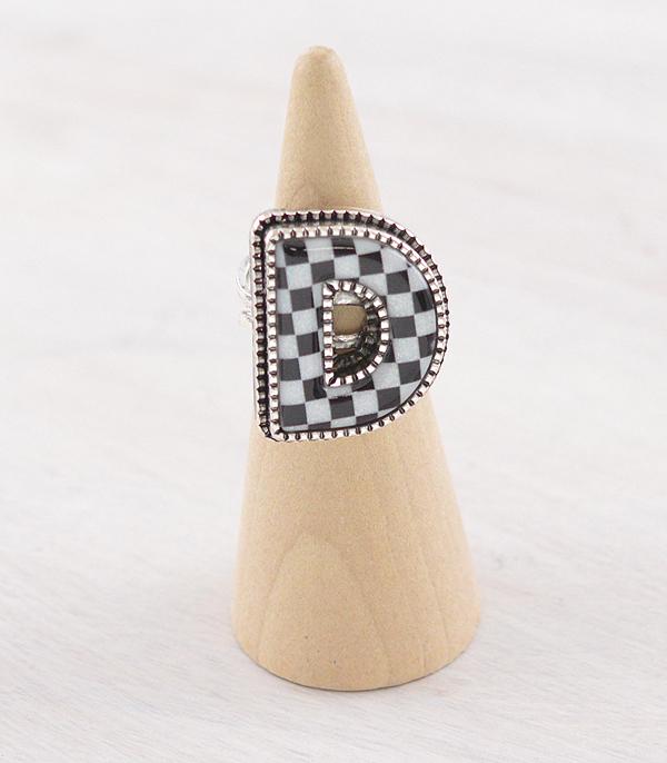 New Arrival :: Wholesale Tipi Brand Checkered Initial Ring