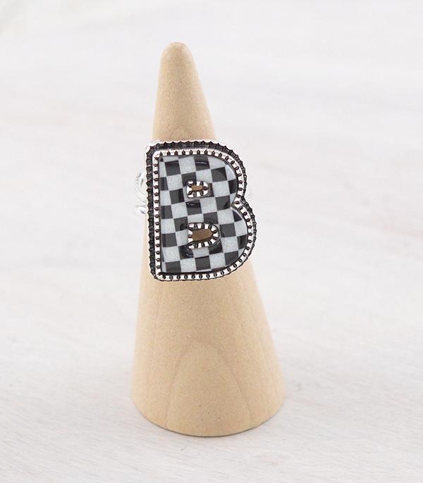 New Arrival :: Wholesale Tipi Brand Checkered Initial Ring