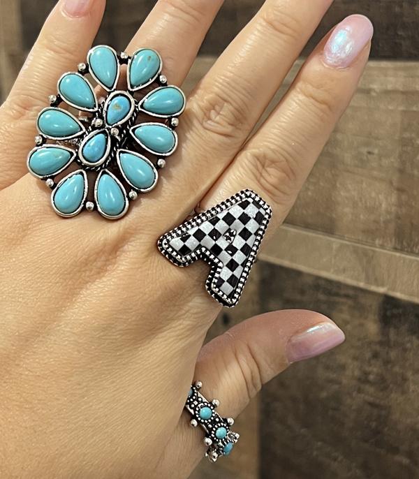 New Arrival :: Wholesale Tipi Brand Checkered Initial Ring