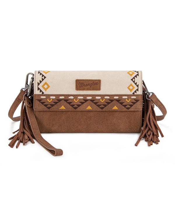 MONTANAWEST BAGS :: CROSSBODY BAGS :: Wholesale Wrangler Aztec Fringe Crossbody Bag