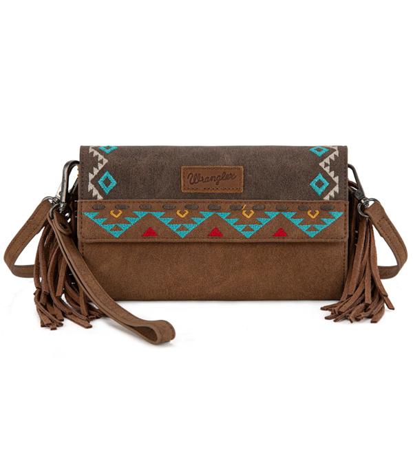 MONTANAWEST BAGS :: CROSSBODY BAGS :: Wholesale Wrangler Aztec Fringe Crossbody Bag