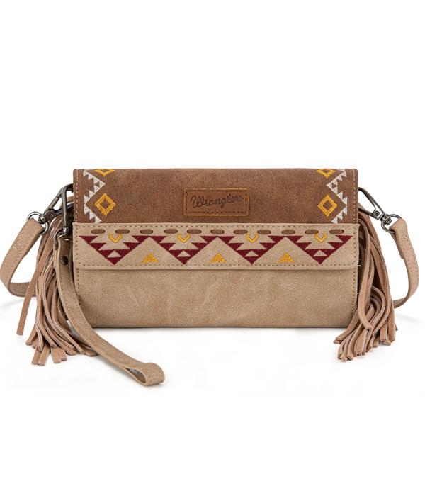 MONTANAWEST BAGS :: CROSSBODY BAGS :: Wholesale Wrangler Aztec Fringe Crossbody Bag