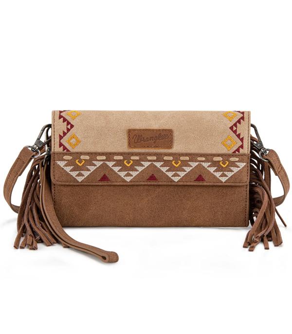 MONTANAWEST BAGS :: CROSSBODY BAGS :: Wholesale Wrangler Aztec Fringe Crossbody Bag