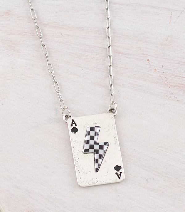 WHAT'S NEW :: Wholesale Western Checkered Bolt Ace Necklace